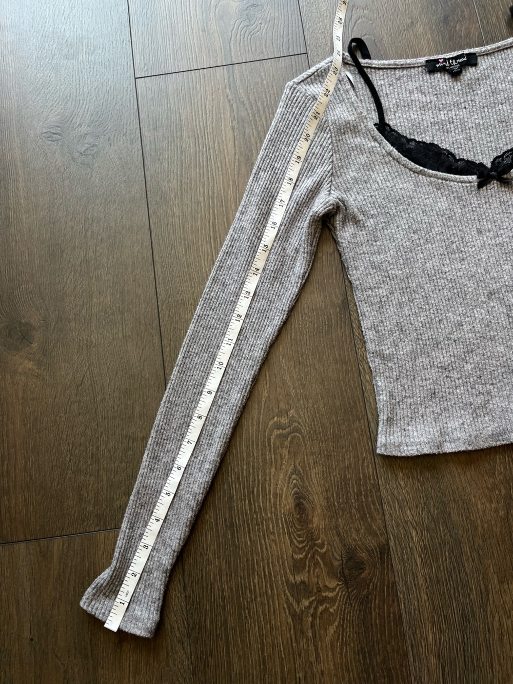 Mixed Thread Ribbed Long Sleeve Top - Picture 6 of 10
